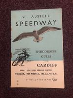 Motor cycle racing speedway programme St.Austell v Cardiff 19th August 1952