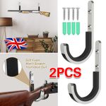 2X Gun Rifle Shotgun Pistol Padded Wall Mounting Hooks Rack Hangers Storage UK