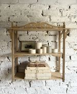 Rustic Wall Hanging Painted Shelf With Hooks