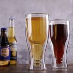 DOUBLE WALL CLEAR 3D UPSIDE DOWN BEER BOTTLE GLASS 450ml (Set of 2)