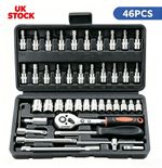 46pcs Metric Socket Set Ratchet Torx Wrench Kit 1/4" Drive Repair Tool w/Case UK