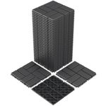 Plastic Interlocking Deck Tiles, 36 Pack 12"X12", Dark Grey