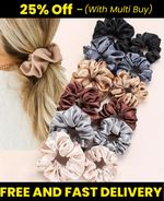 12 x Silk Hair Scrunchies for Women Girls Soft Elastic Bands Hair Bobbles
