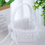 Flower Girl Baskets for Wedding Satin Ribbons Basket Romantic Flower Baskets for