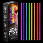 50/100/200 8" GLOW STICKS BRACELETS NECKLACES PARTY FAVORS NEON COLOR +CONNECTOR
