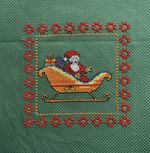 Completed Cross Stich Xmas Tapestry - Santas Sleigh 13x13cm