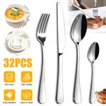 Cutlery Set Stainless Steel Fork Spoon Sets Dishwasher Safe 32PCS Cutlery Set Uk