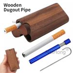 Wooden Dugout Pipe Self Cleaning Metal Bat Poker Smoking Pipe One Hitter Kit UK