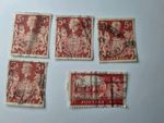 ​GB Stamp  - 4x King George VI 5/- Arms & 1x Queen Elizabeth II 5/-  UsedbrefEK1