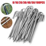 10-100pc Heavy Duty 12" Galvanised Steel Ground Stakes J Shaped Pegs Gazebo Tent