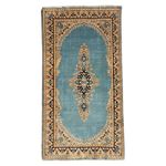 CLEAN VINTAGE KESHAN RUG HAND MADE PERSIAN BLUE WOOL CARPET CLEAN 6'9" x 3'9"