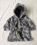 Matalan Boys Robot Fleece Hooded Belted Robe Grey Size 9-12 Months