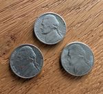 United States US 5 Cent Coin Bundle - 1985, 1986 and 1996