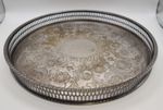 Viners of Sheffield Alpha Plate Silver Trays Gallery Rail Chased Floral 10"