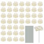 30 Set Silk Artificial Hydrangea Flowers White Flowers Heads with Stems