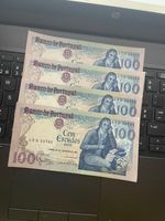 4 Notas de 100 escudos novas e sequenciais UCA