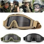 UK Tactical Safety Airsoft Anti Fog Goggles With 3 Lenses Eye Protection Glasses