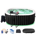 H&ZT Inflatable Hot Tub with 8 Color LED Light 2 Person Oval Blow up Hot Tub Spa