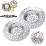 2 PCs Stainless Steel Bathtub & Sink Drain Strainer Hair Catcher for Bathroom UK