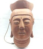 Japanese Wood Miroku Bosatsu Maitreya Bodhisattva Mask H37×W23×D15cm Wall Decor
