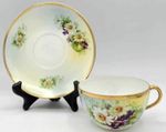 Antique Royal Rudolstadt Prussia Hand Decorated Floral Tea Cup & Saucer