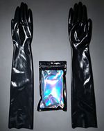 Black Latex Arm Length Gloves (Medium To Large)