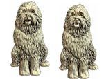 2 x Bearded Collie Dog Handcrafted From English Pewter Pin Badges-PAG