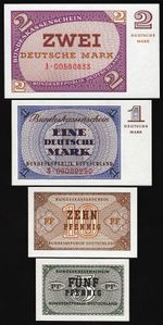 Germany 4 Pcs SET, UNC, 5 10 Pfening + 1 2 Mark, ND 1967, P-25 P-26 P-28 P-29