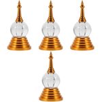 Reusable Golden Acrylic Pagoda Statue for Office Desktop Decor