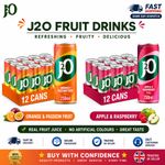 J2O Fruit Juice Apple Raspberry Orange & Passionfruit Juice Blend 250ml 12 Cans
