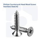 M4 x 16MM FULLY THREADED PHILLIPS COUNTERSUNK WOOD SCREWS STAINLESS STEEL A2