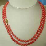 long 35'' natural 8mm red Pink coral round gemstone beads necklaces
