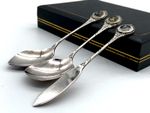 Vintage Cutlery Set Trio Silver Plated with Genuine Australian Opal Boxed DF