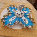 French Limoges Bow Porcelain Fish & 4-shell Sweetmeat Or Pickle Stand
