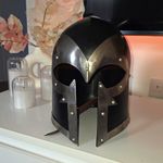 Medieval Decorative Reproduction Steel Helmet with Face Guard Black/Silver