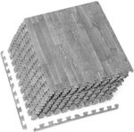 Grey Wooden Grain Foam Tiles Exercise Yoga Gym Fitness Garage Workshop Floor Mat