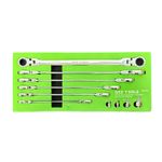 Flexi Head Ratchet Spanner Wrench Set Double Ring Aviation Extra Long 8-19mm