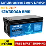 12V 300AH LiFePO4 Lithium Battery 10000+ Deep Cycle BMS Solar RV Off-grid