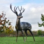 Life Size 'Ryder' Stag Freestanding Outdoor Garden Sculpture - Looking Left