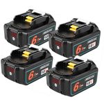 4PC 18V 6Ah For Makita Battery LXT Li-ion BL1830 BL1850 BL1860 LED Display 6A