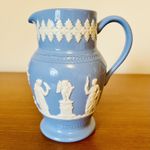 Jasperware Pitcher Jug “Wedgwood” Blue by Dudson Hanley 1950s Vintage 5.5”