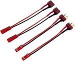 2Pairs Deans T Plug to JST Connector Male Female with 20AWG 10cm Silicone Cable 