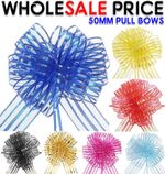 LARGE 50mm PREMIUM GIFT ORGANZA PULL BOW WEDDING CAR BIRTHDAY FLOWER HAMPER BOWS