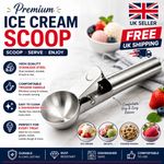 Premium Stainless Steel Ice Cream Scoop with Trigger Heavy Duty
