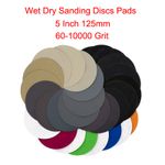 5 Inch 125mm Waterproof Sanding Discs Hook Loop Sandpaper Wet/Dry 60-10000 Grit
