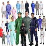 UK Adult Waterproof Rain Suit Men Women Long Sleeve Hooded Front Zipper Jumpsuit