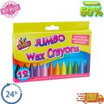 Jumbo Wax Crayons Children Kids Party Colouring Bright Colours 12 Pack Chunky