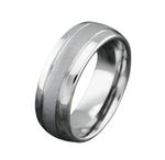 Men's 8mm Frosted Titanium Silver Wedding Band - Modern Casual Ring