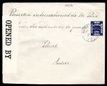 PALESTINE 1918 HAIFA EARLY POST WAR E.E.F CANCEL TYING 1 PIASTER ON CENSOR COVER