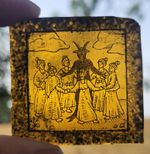 Stained Glass devil witches pagan occult folk art witch